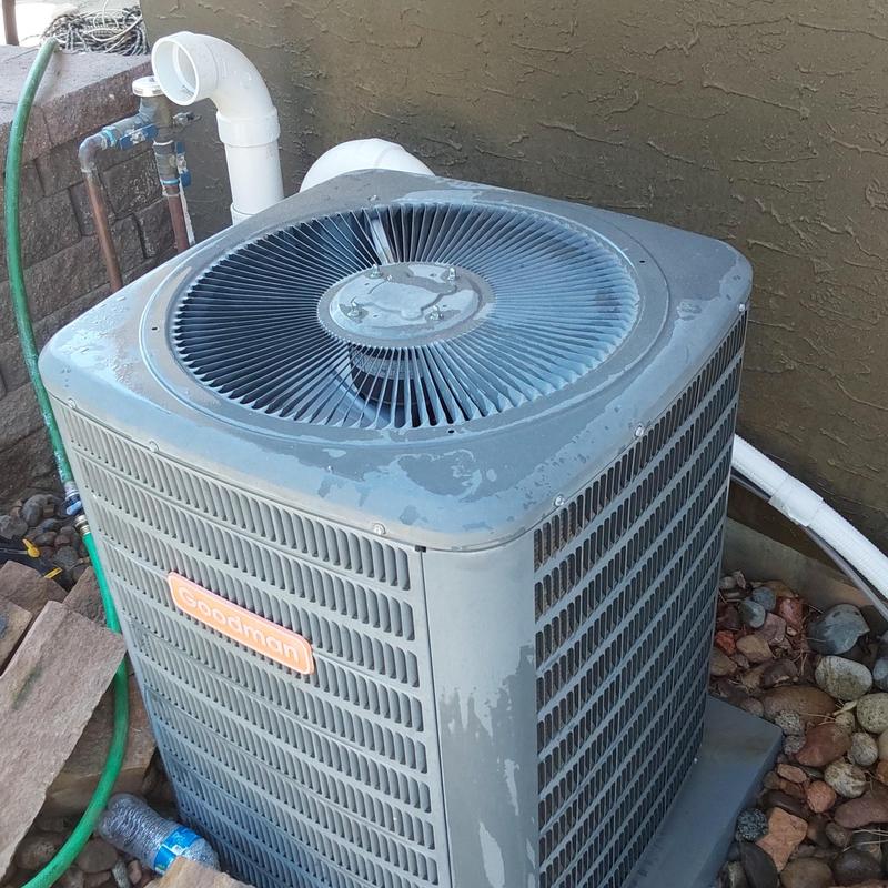 Goodman air conditioner outdoor unit with cleaned coils