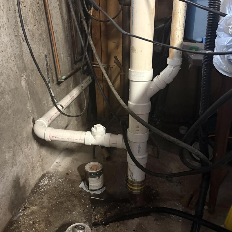 PVC kitchen sink drain line with cleanout and valve PVC kitchen sink drain line with cleanout and valve