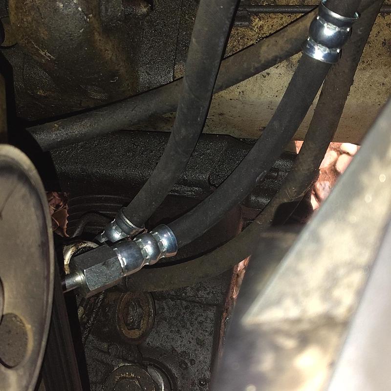 Power steering hose replacement on Jeep engine compartment Power steering hose replacement on Jeep engine compartment