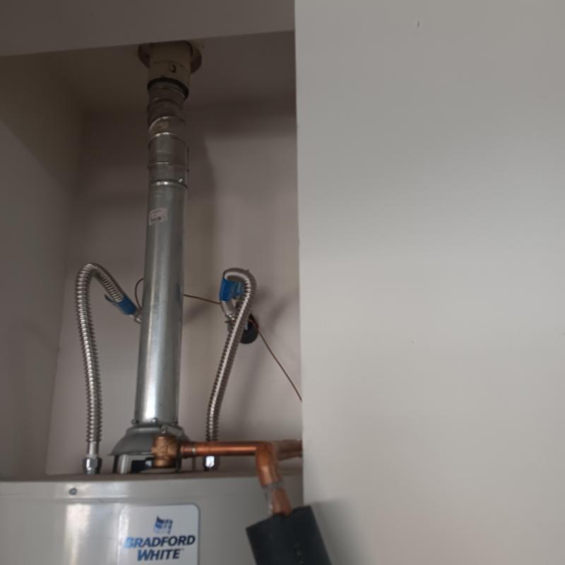 Temperature relief valve and piping on water heater