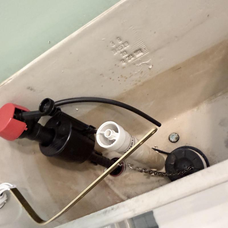 Toilet tank flush valve and emergency shut-off replacement Toilet tank flush valve and emergency shut-off replacement