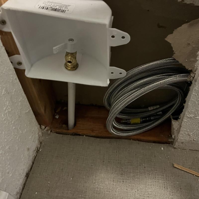 Icemaker valve box with braided water line installed Icemaker valve box with braided water line installed