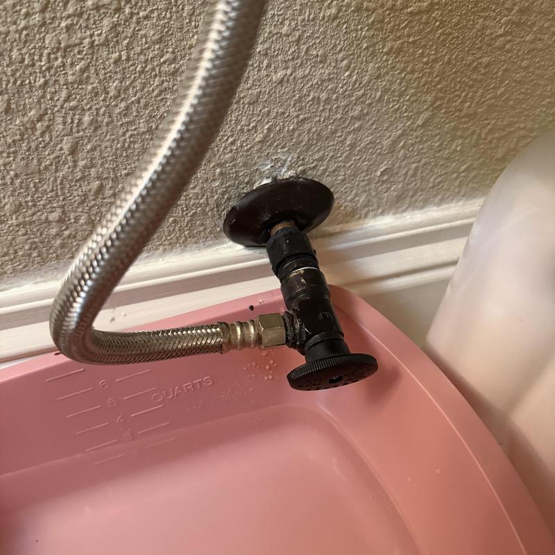 Toilet shutoff valve with braided supply line installation Toilet shutoff valve with braided supply line installation