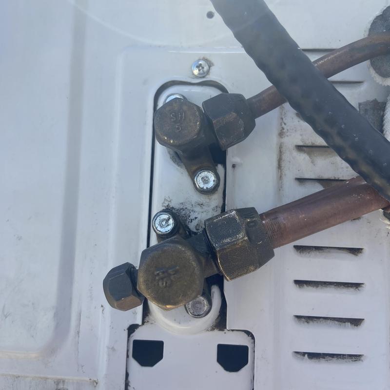 Service valve leak on HVAC refrigerant line Service valve leak on HVAC refrigerant line