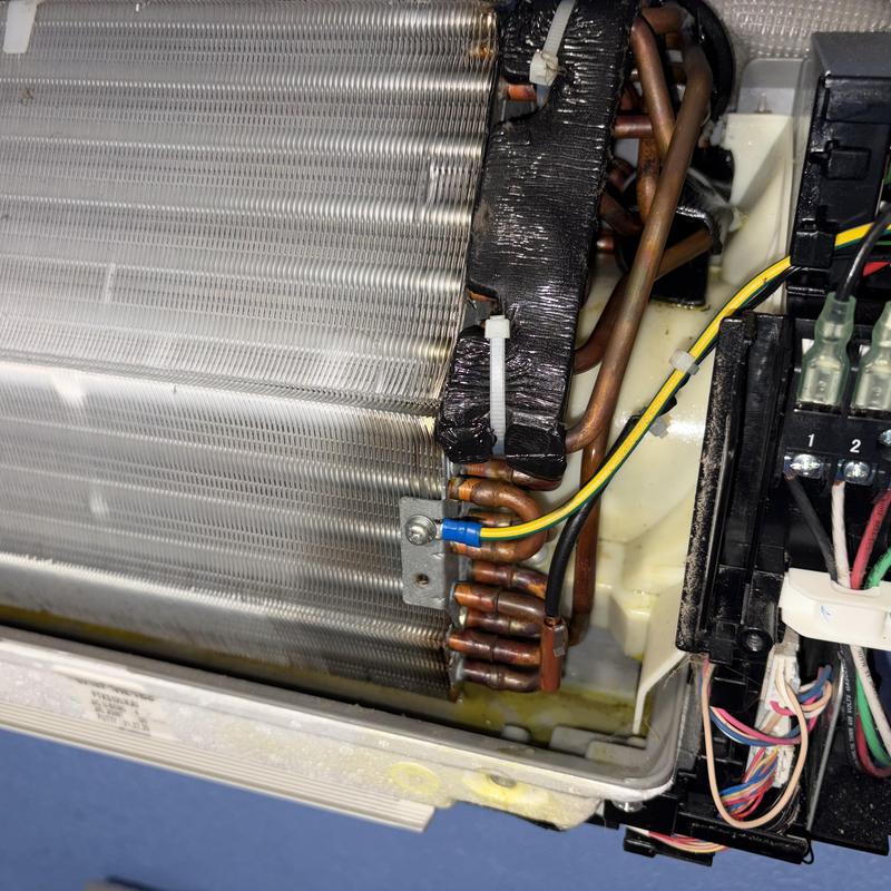 Mini-split evaporator coil with refrigerant leak Mini-split evaporator coil with refrigerant leak