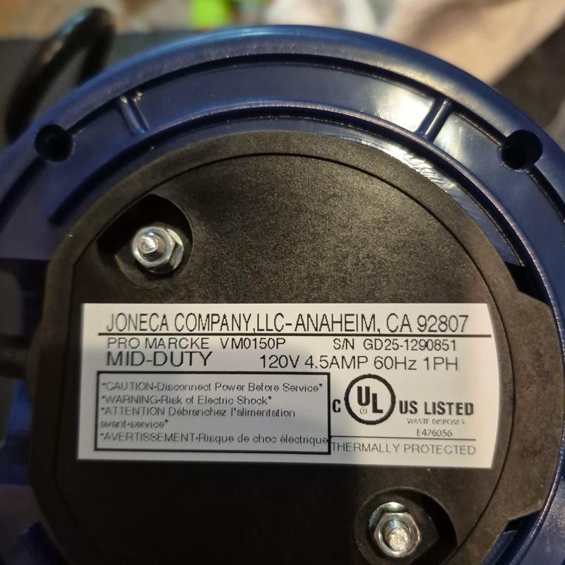 12 hp garbage disposal motor label close-up in Glendale