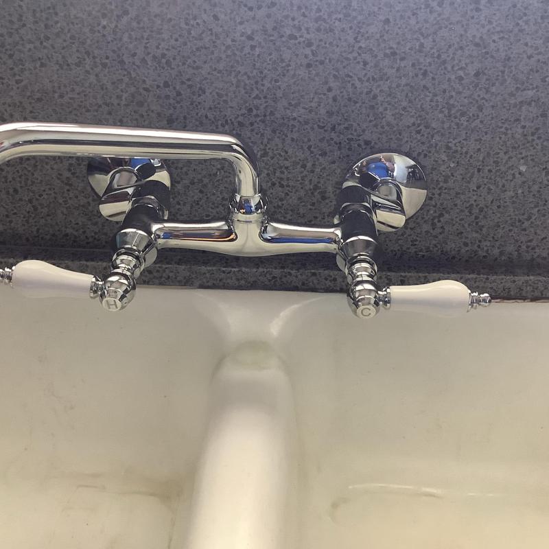 Wall-mount kitchen faucet with ceramic handles