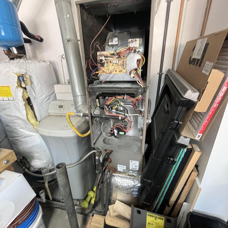 HVAC furnace interior wiring and components in utility room HVAC furnace interior wiring and components in utility room