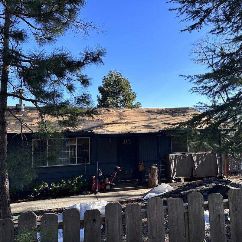 Asphalt roof stripped on Twain Harte cabin