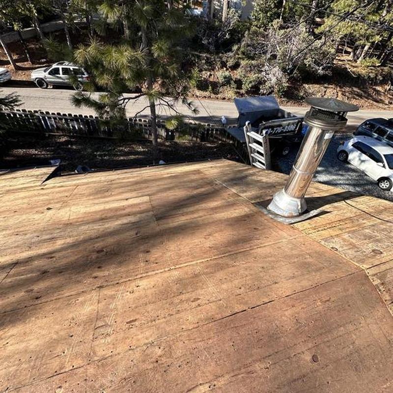 Roof plywood decking replacement with chimney vent