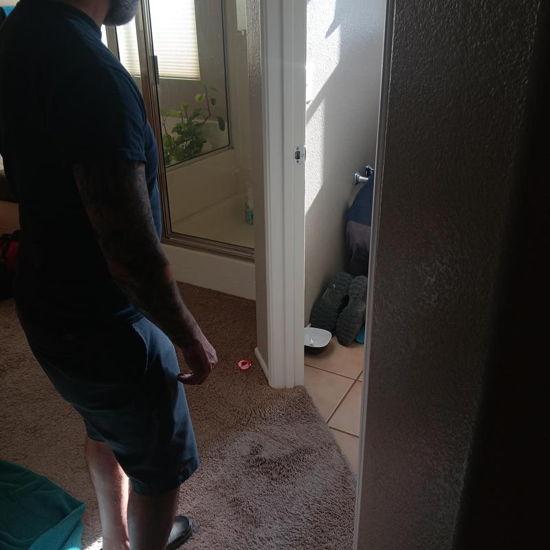 Slab flooring water line burst inspection in bathroom