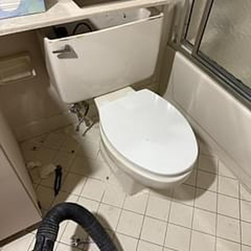 Toilet tank repair and replacement in bathroom