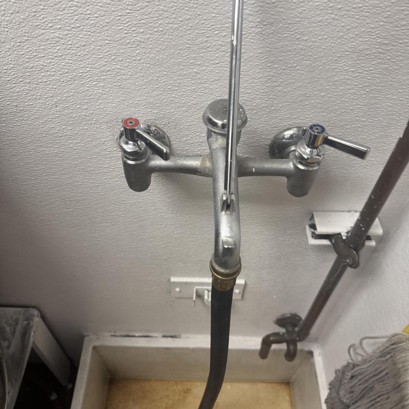 Chicago style mop sink faucet with hot and cold handles