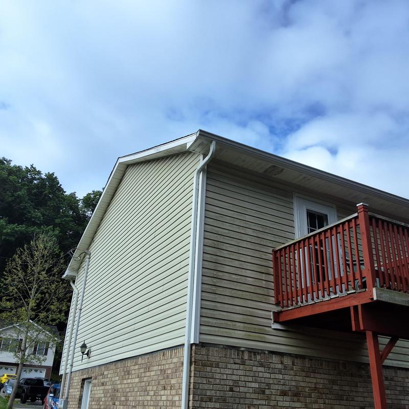 Gutter system on residential home exterior corner