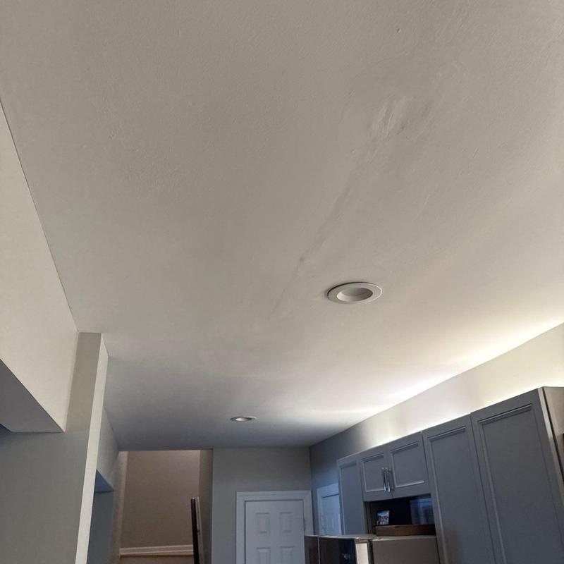 Ceiling drywall with water damage and stains