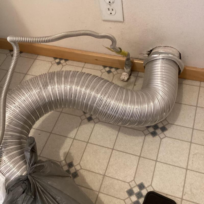 Gas dryer flex exhaust hose and valve connection inspection Gas dryer flex exhaust hose and valve connection inspection