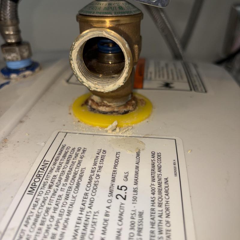 Temperature and pressure relief valve on water heater Temperature and pressure relief valve on water heater