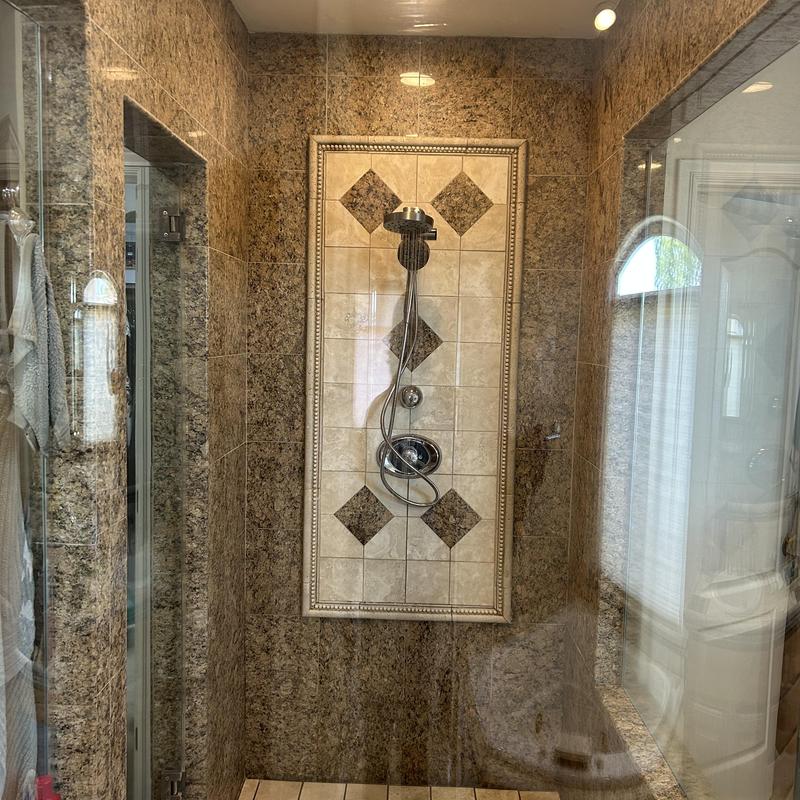 Kohler showerhead replacement in tiled shower stall