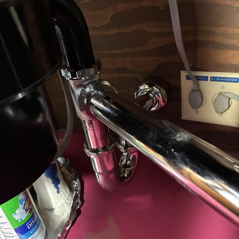 Kitchen sink P-trap and drain pipe installation