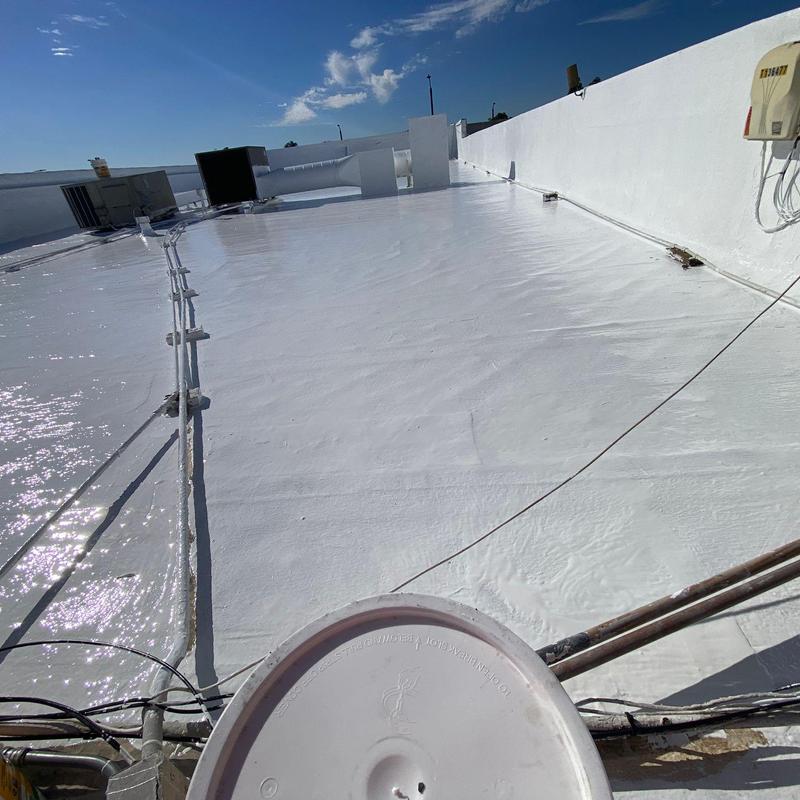 Silicone-coated flat roof waterproofing in Covina Silicone-coated flat roof waterproofing in Covina