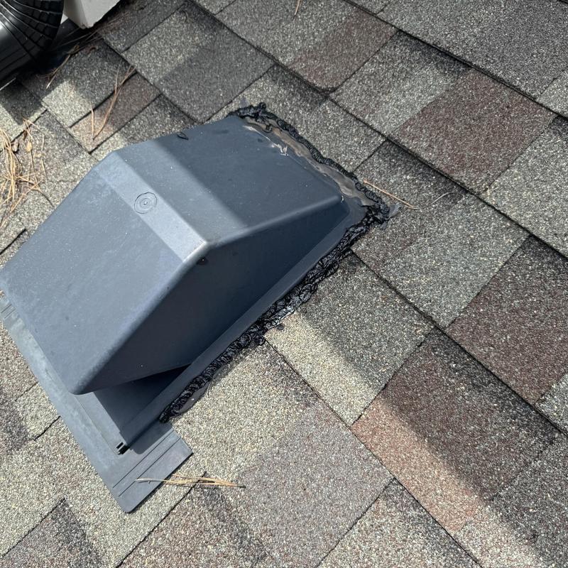 Asphalt shingle roof vent flashing with sealant repair