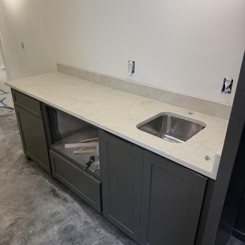 Granite countertop with stainless steel sink installation