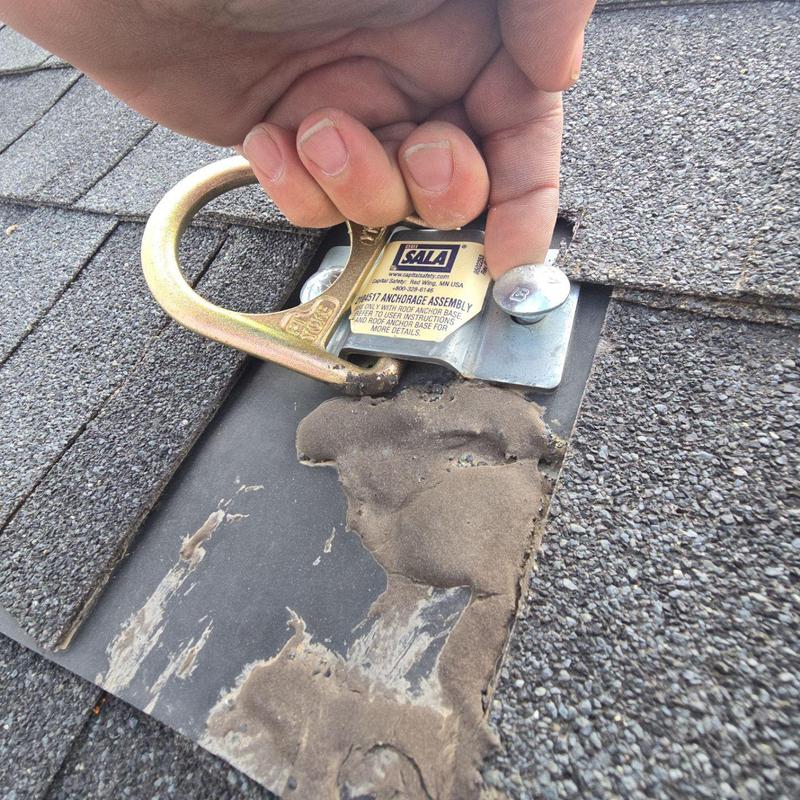 Roof anchor assembly installation on shingle roof