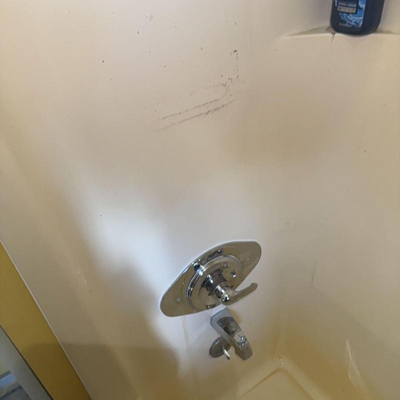 Delta shower valve with chrome handle installed Delta shower valve with chrome handle installed