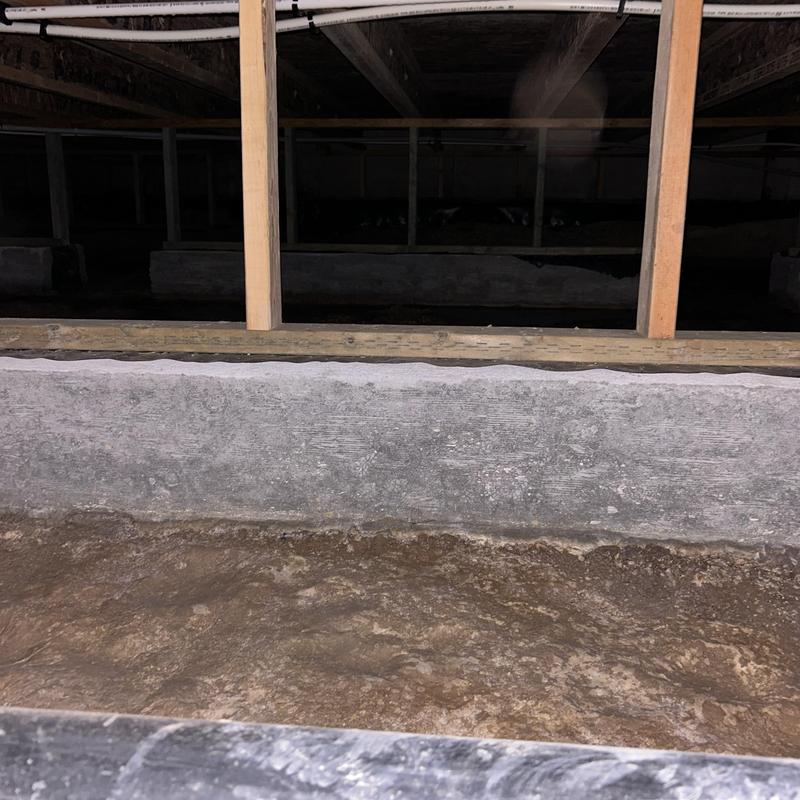 Foundation waterproofing with groundwater seepage in crawl space