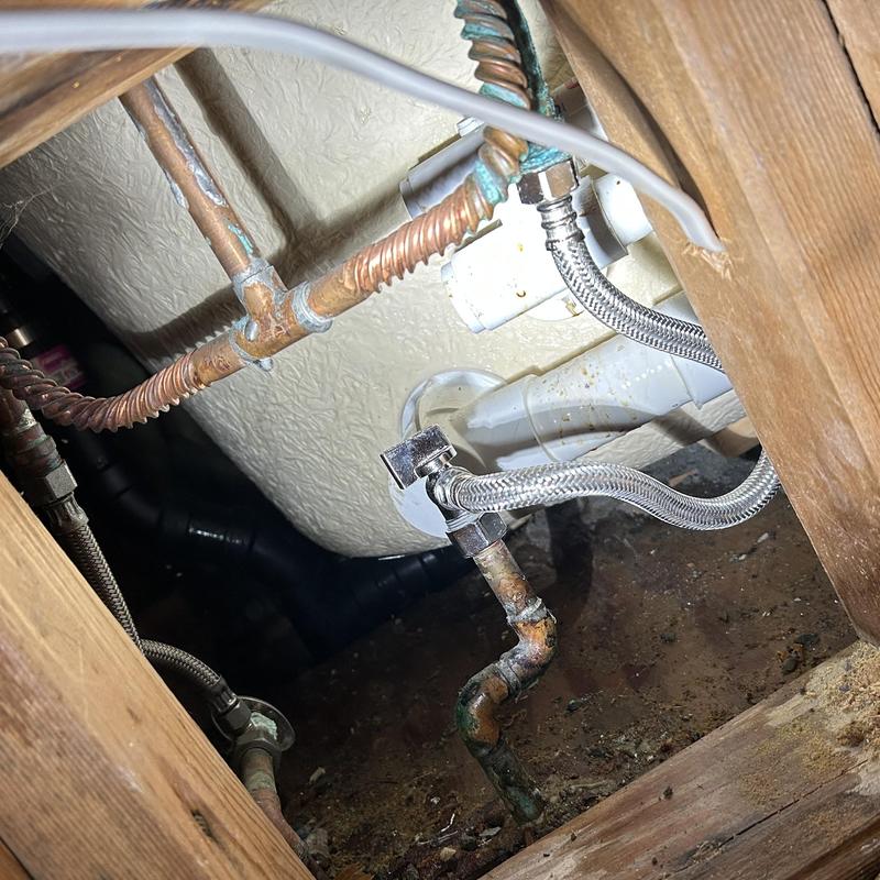 Stainless steel braided supply line and angle stop installation