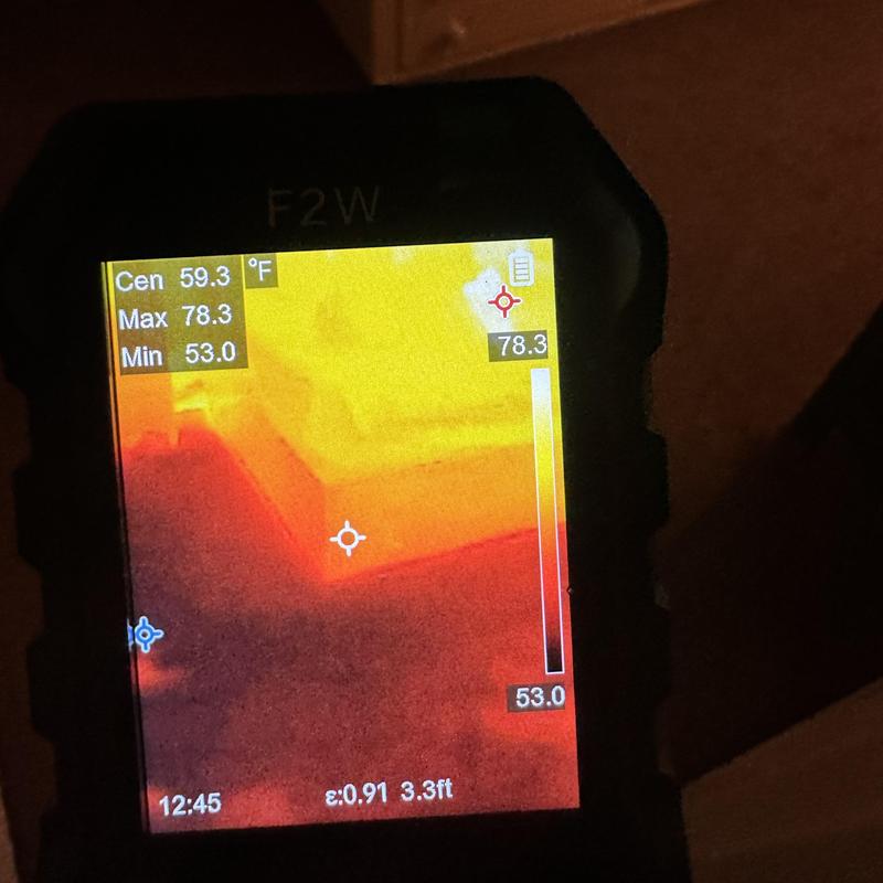 Thermal imaging of shower area showing potential mold zones