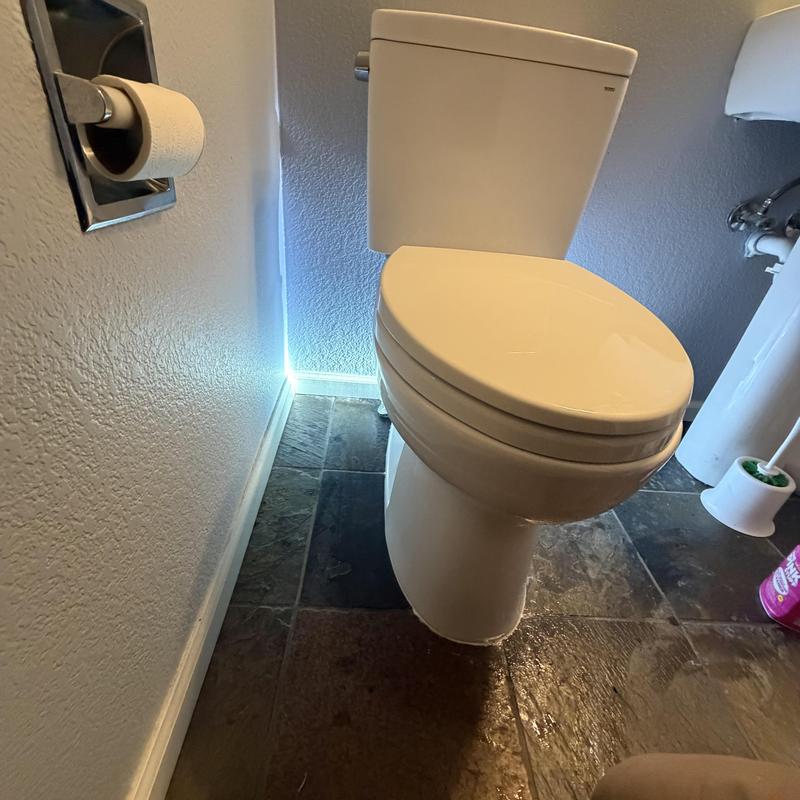 Toilet installation with upgraded wax ring and supply line Toilet installation with upgraded wax ring and supply line