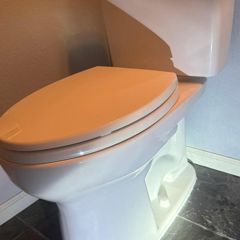 Toilet installation with upgraded wax ring and supply line Toilet installation with upgraded wax ring and supply line