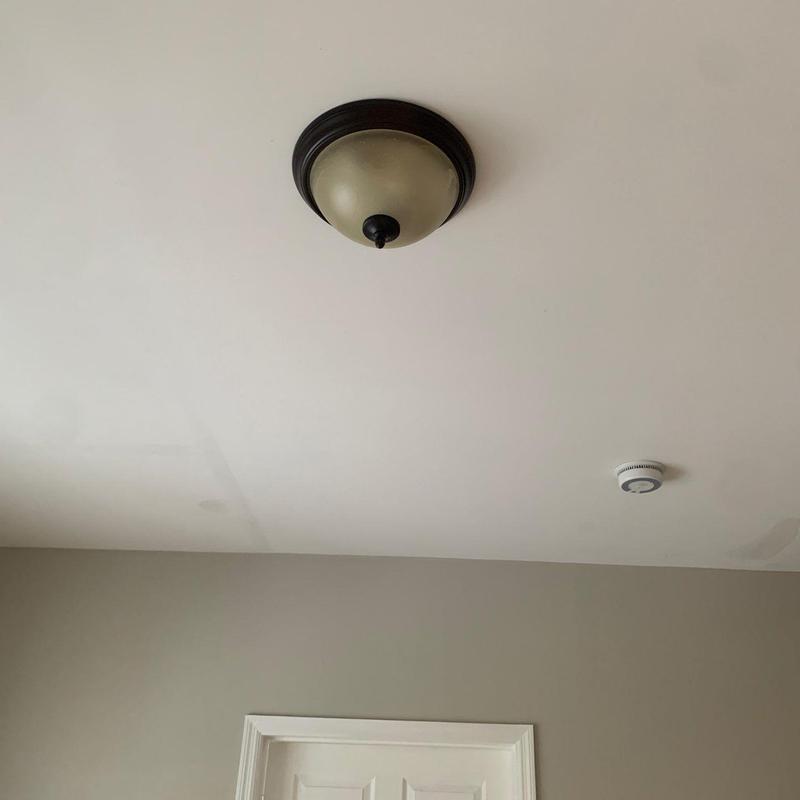 Ceiling light fixture and smoke detector installation