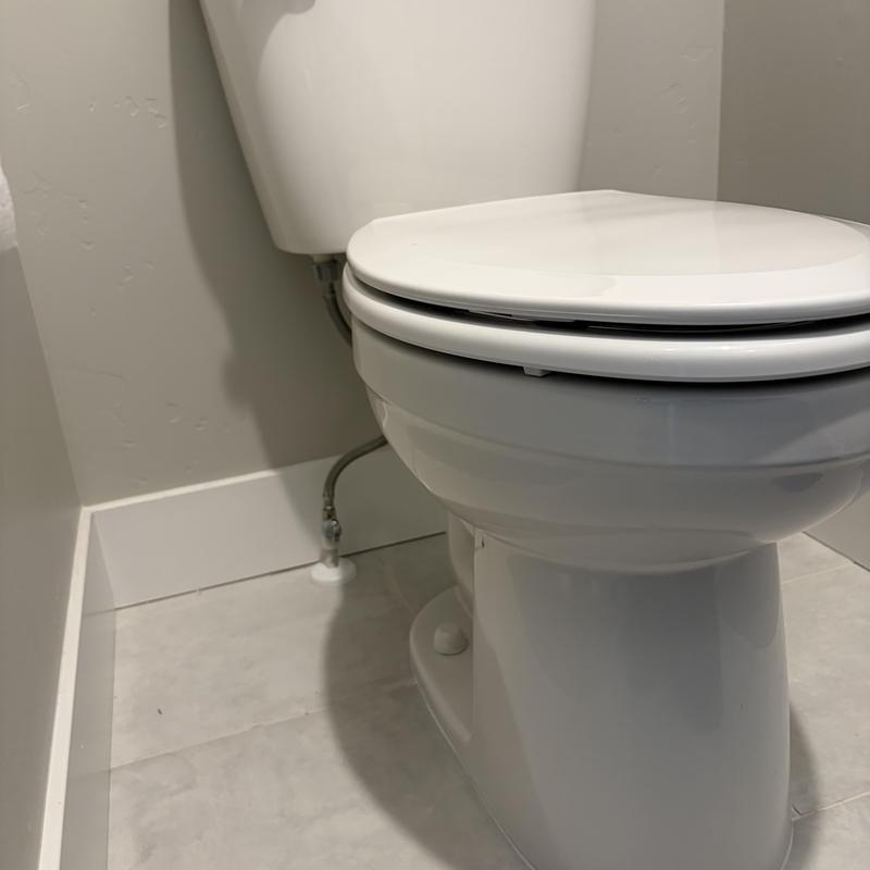 Toilet with replaced wax seal and reset base