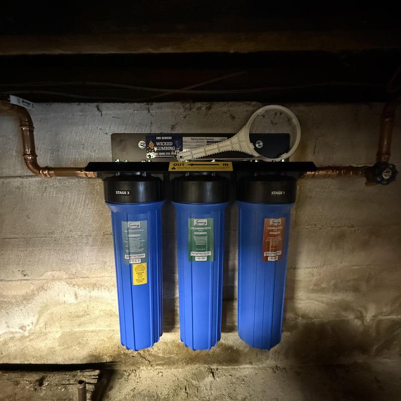 Water filter system installation with three-stage filters Water filter system installation with three-stage filters