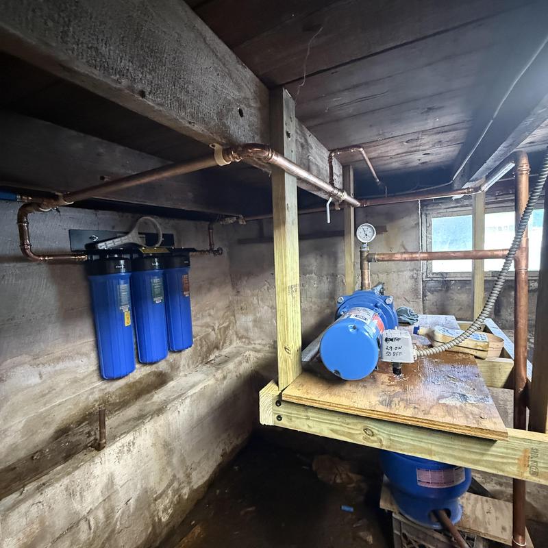 Water filter system with pressure gauge and pump installed Water filter system with pressure gauge and pump installed
