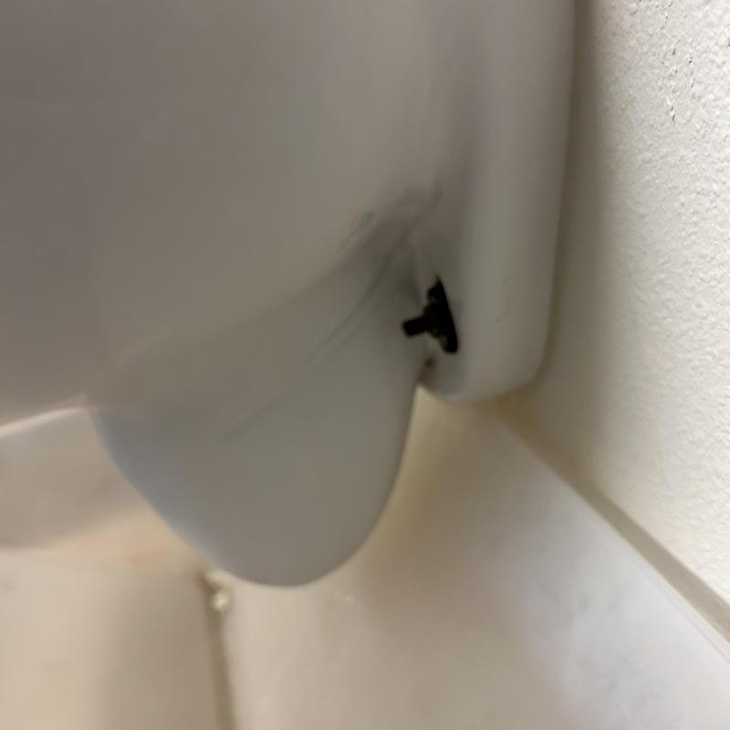Urinal seal and mounting with fixing bolt close-up