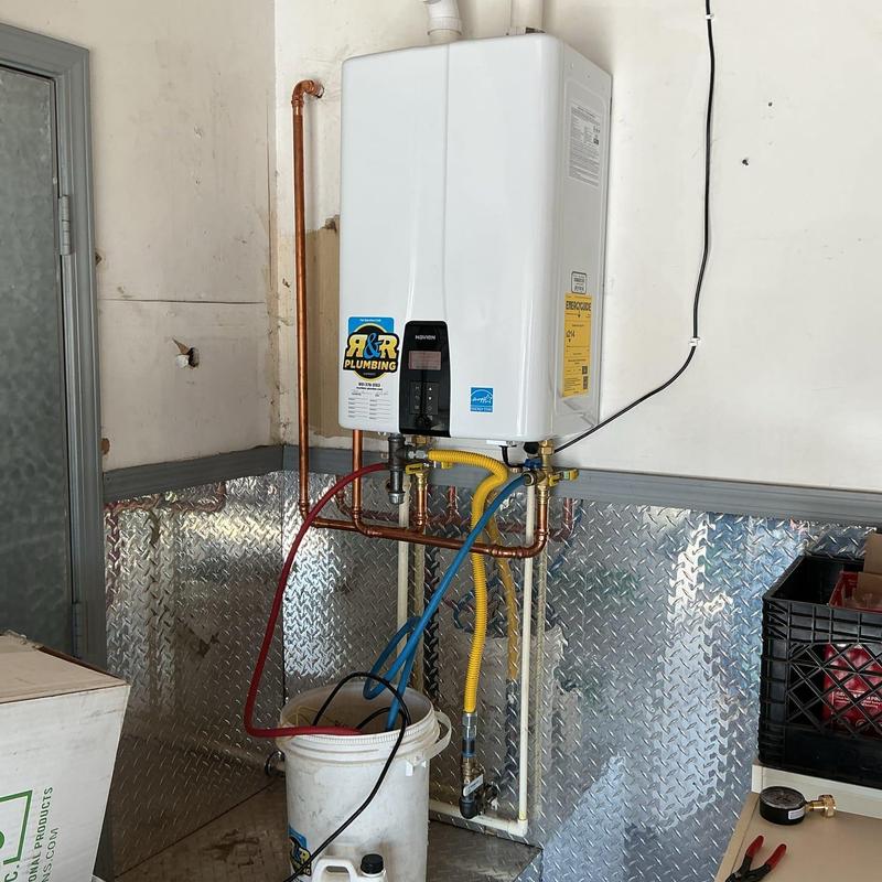Tankless water heater flushing with descaling solution