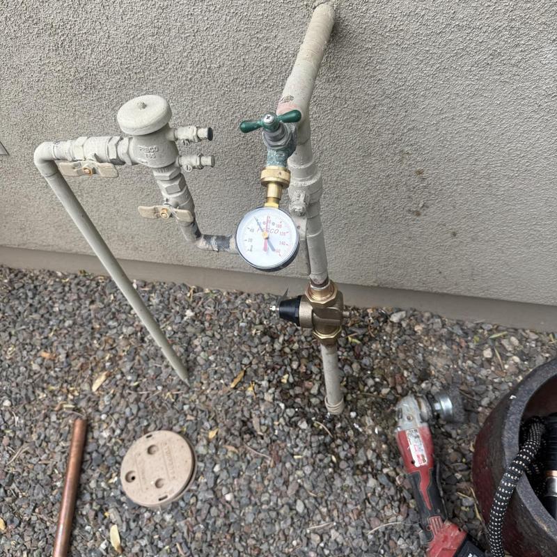 1 Inch Pressure Regulator Valve with Gauge on Outdoor Pipe