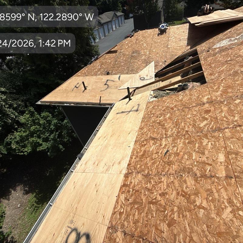 Roof decking installation on residential roof