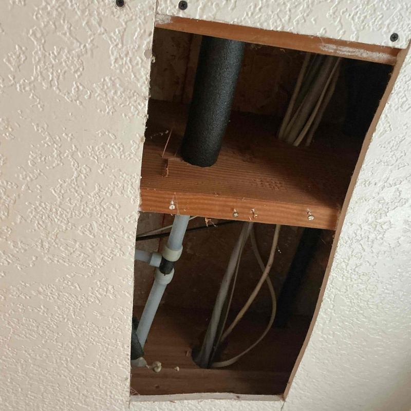 12-inch water line re-route above ceiling with insulation foam