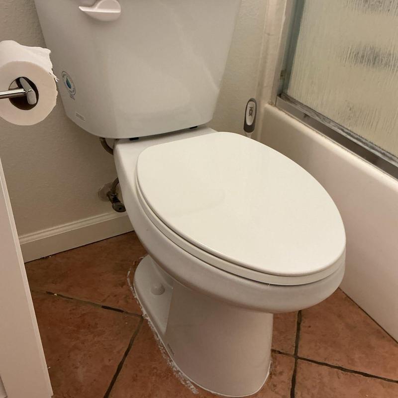 Western two-piece right height elongated toilet installation