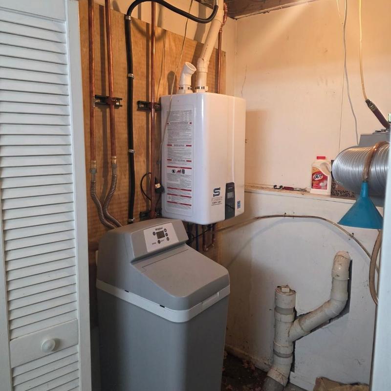 Tankless water heater and water softener installation