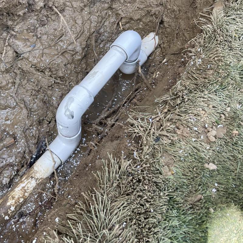 1 1/4 inch PVC water line replacement in trench