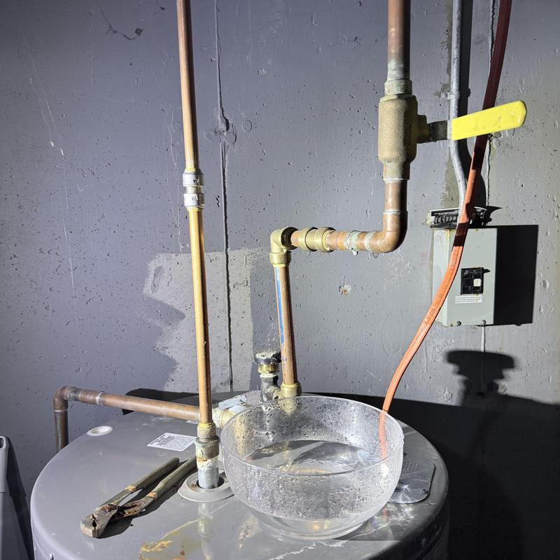 Copper piping with shut off valve in basement Copper piping with shut off valve in basement