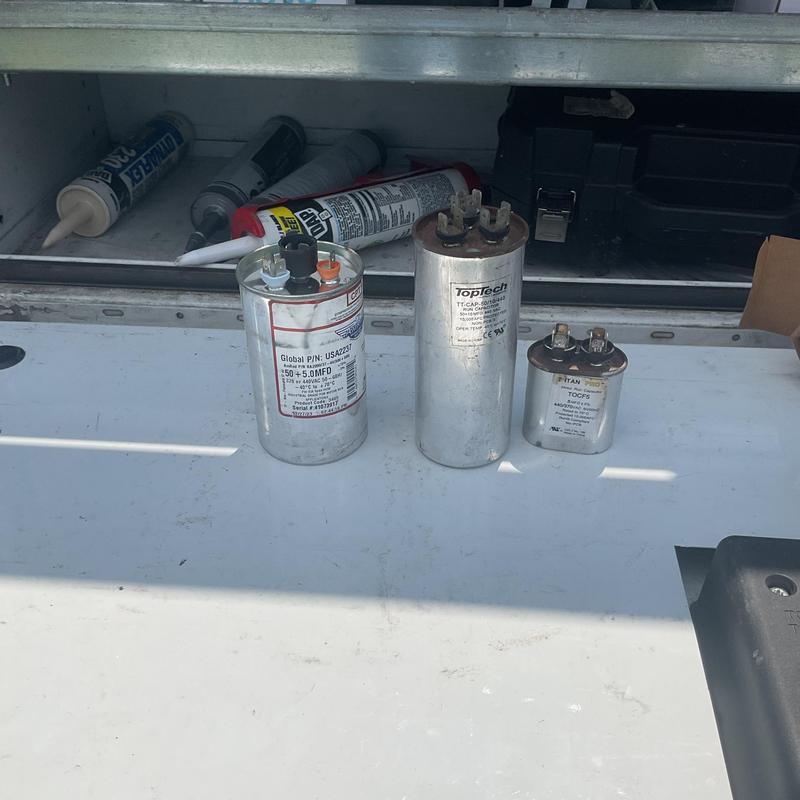HVAC dual run capacitor replacements on service truck