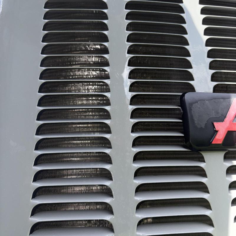 Mitsubishi condenser coil with dust and debris buildup