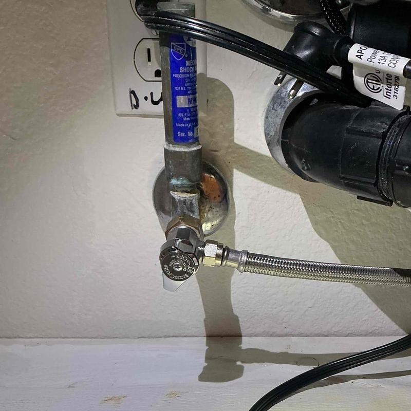 Dishwasher emergency shut-off valve installation under sink