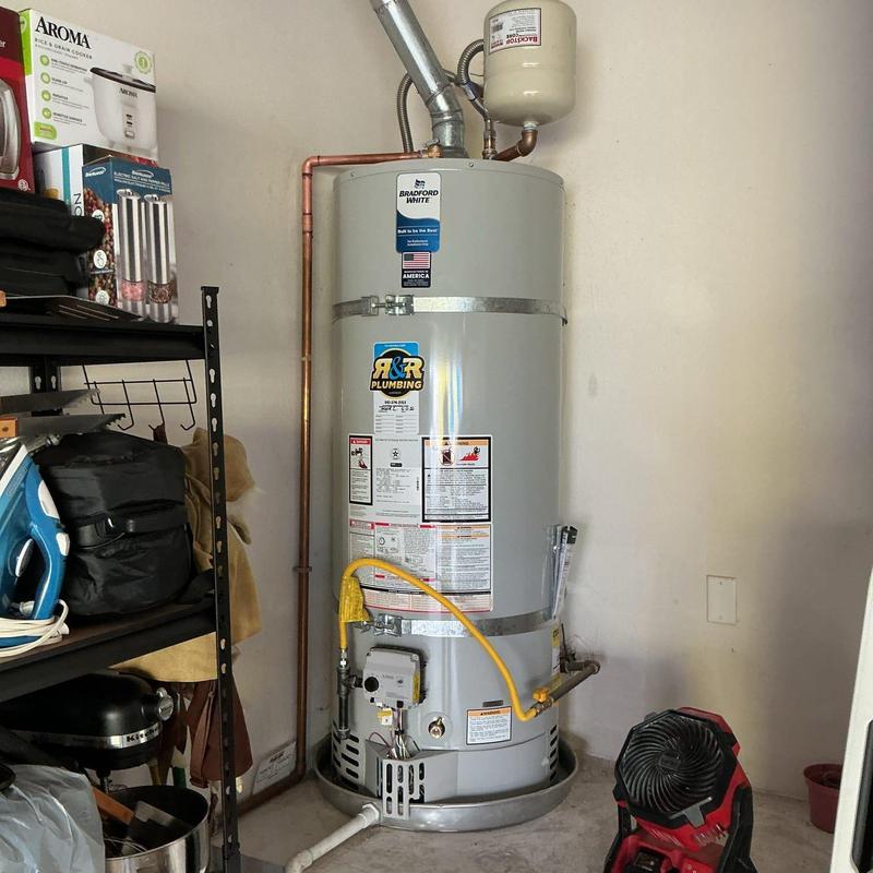 Bradford White water heater with copper piping installation